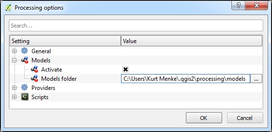 Configuring the modeler and naming a model
