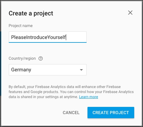 Creating a project in the Firebase console