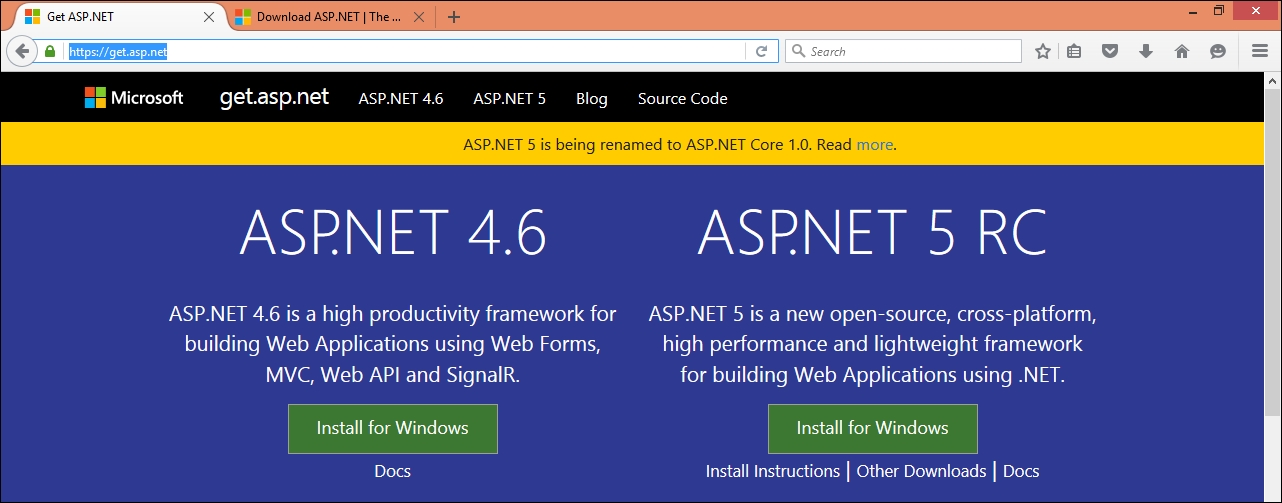 Installing ASP.NET 5