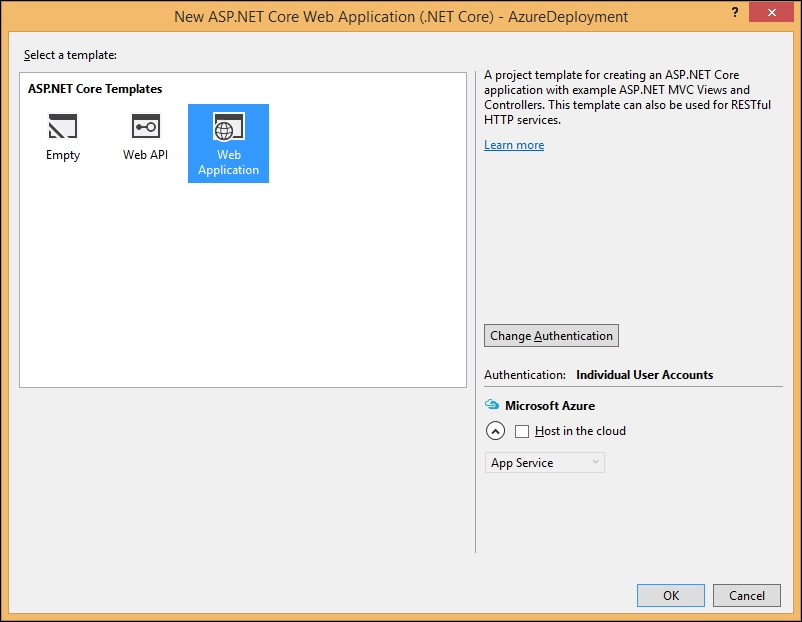 Deploying the ASP.NET Core application in Azure