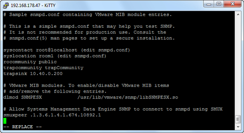 Time for action – set up SNMP access on an ESX 3.5 server