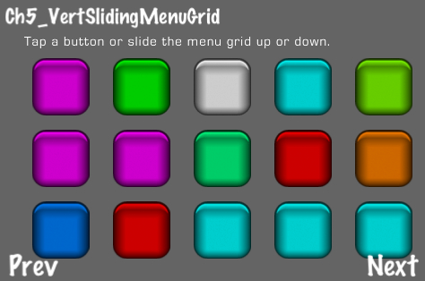 Creating a vertical sliding menu grid
