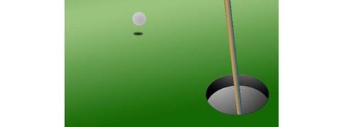 Making a golf ball ease up to a hole and stop