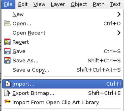 Time for action — importing a PDF into Inkscape