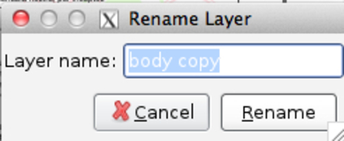 Time for action — renaming a layer