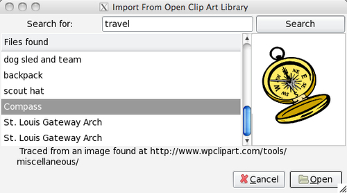 Time for action — using the Open Clip Art Library (Mac users only)