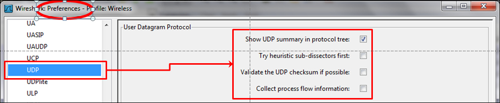 UDP parameters
