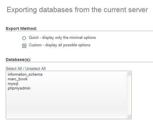 Exporting multiple databases