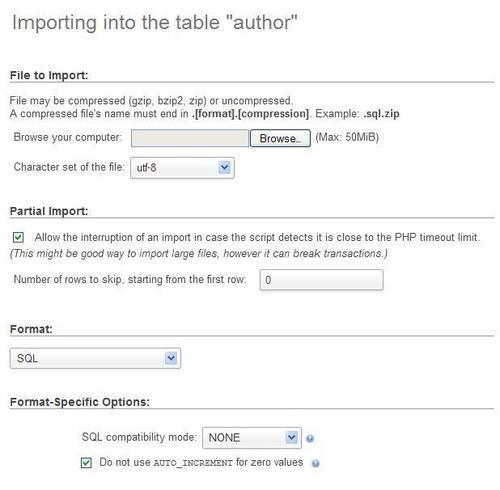 Importing SQL files