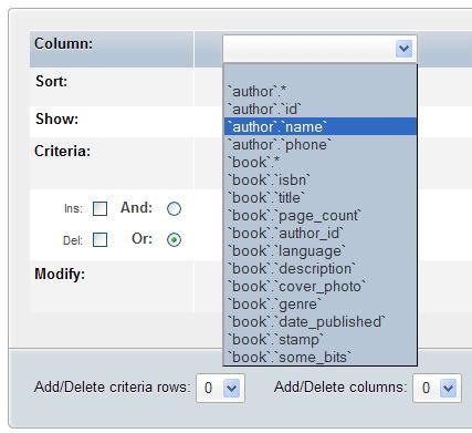 Column selector: Single column or all columns
