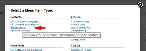 Time for action – create a Contact Form menu link