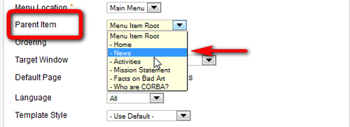 Time for action – creating a secondary menu item
