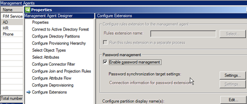 Enabling password management in AD