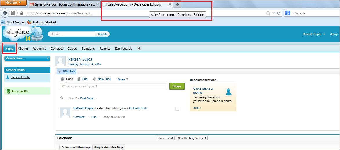 First impression of the Salesforce developer account