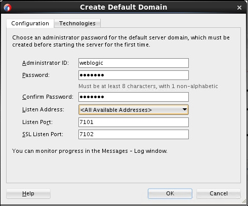 Time for action – creating a default domain