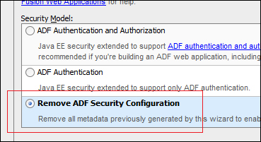 Time for action – disabling security for ADF applications