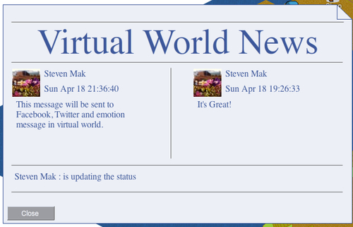 Reading news feed into the virtual world