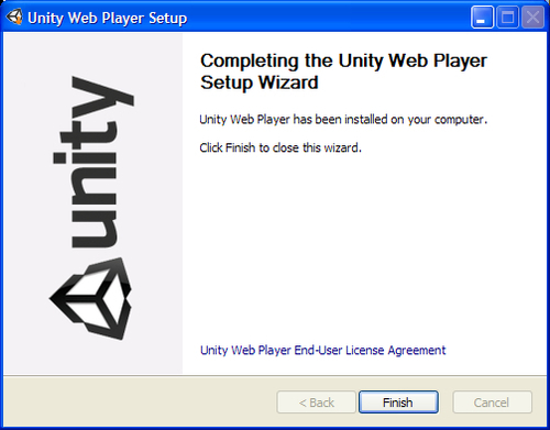 Time for action - install the Unity Web Player