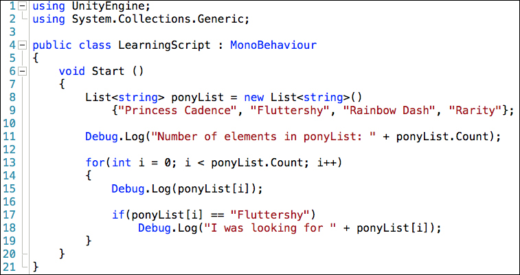 Time for action – selecting a pony from a List using a for loop