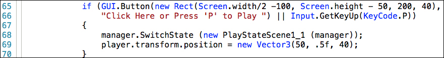 Switching to the first play State and playable scene