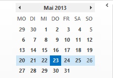 Darstellung des Monats Mai 2013 zur besseren Orientierung (aus Outlook 2013)
