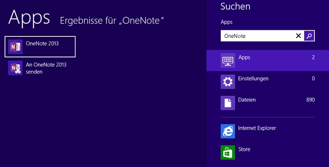 OneNote unter Windows 8 starten