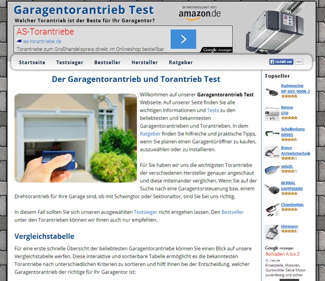 Produkttest-Blog, www.garagentorantrieb-test.com (Juni 2014)